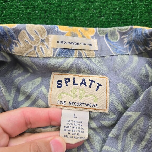 Splatt Hawaiian Shirt Mens Large Floral Short Sleeve 100% Rayon Beach Casual - Picture 9 of 10